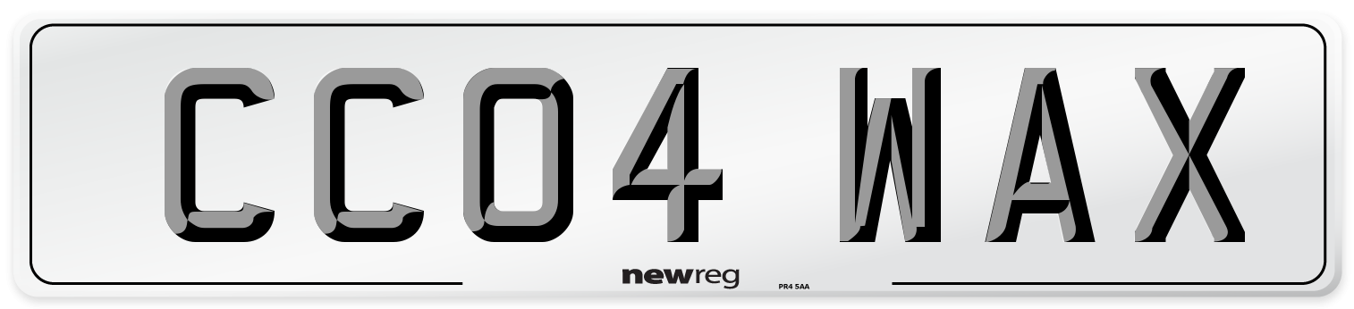 CC04 WAX Number Plate from New Reg
